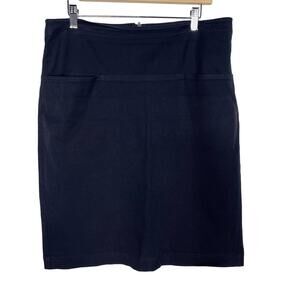 Theory Womens 12 Navy Blue Clea Bistretch Pencil Skirt Front Slit Pockets Cotton